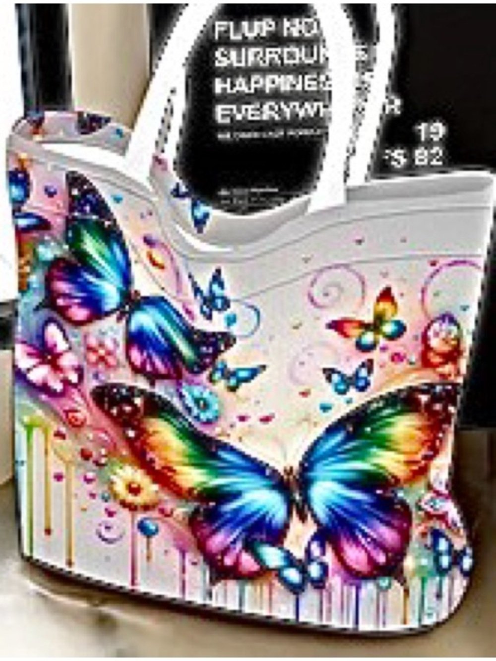 🆕Colorful Butterfly Print Tote Bag - White/Multicolor. 16” x 14”. NWT.